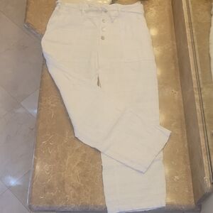 Women's Classic White Drawstring Chinos, M